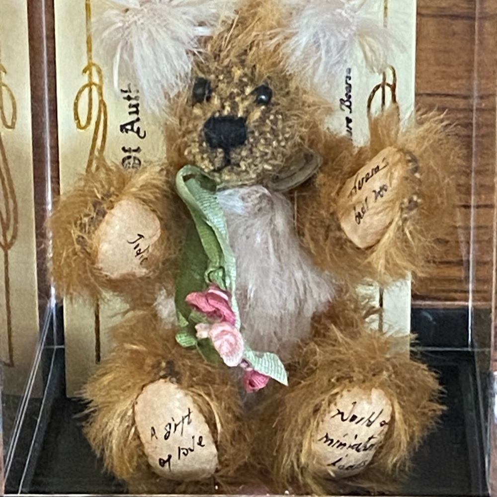 Handcrafted Mohair Teddy Bear with Green Ribbon - Picture 2 of 6